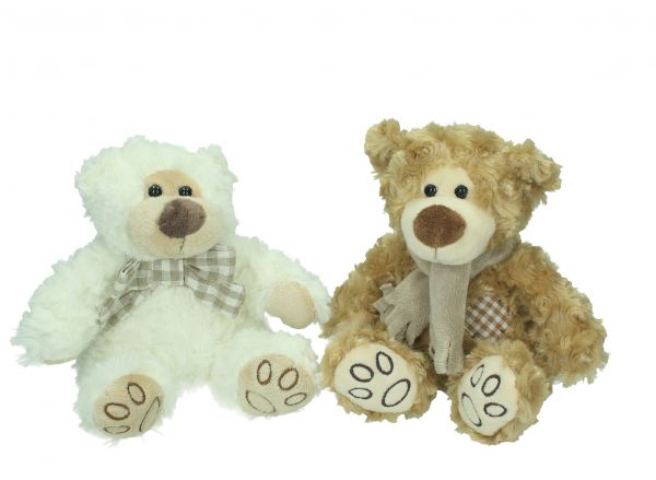 Betz lot de 2 peluches douces de 17 cm motif OURSONS marron et blanc