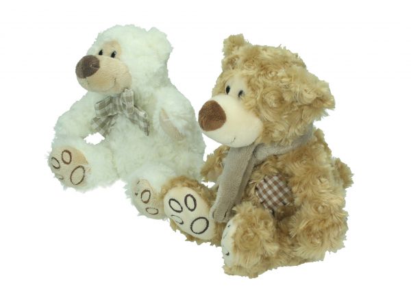 Betz lot de 2 peluches douces de 17 cm motif OURSONS marron et blanc