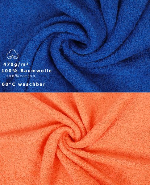 Betz 10 Stück Seiftücher PREMIUM 100% Baumwolle Seiflappen Set 30x30 cm Farbe royalblau und orange