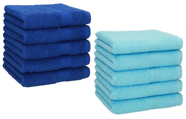 Betz 10 Stück Seiftücher PREMIUM 100% Baumwolle Seiflappen Set 30x30 cm Farbe royalblau und türkis