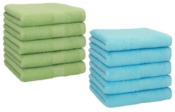 Betz Paquete de 10 piezas de toalla facial PREMIUM tamaño 30x30cm 100% algodón en verde manzana y turquesa