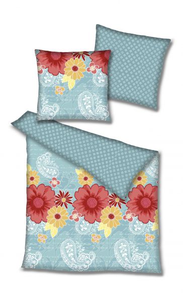 Betz funda reversible juego de dos piezas diseño floral de color azul claro 135x200cm y 155x220cm