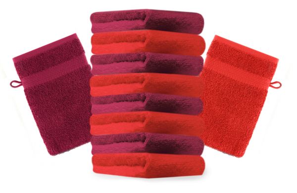 Betz 10 Piece Wash Mitt Set PREMIUM 100% Cotton 10 Wash Mitts Colour: red & dark red