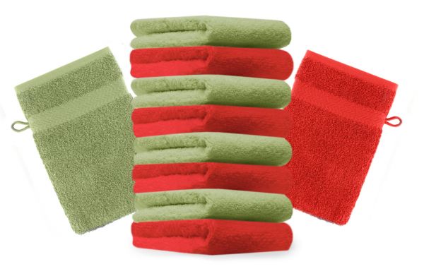 Betz 10 Piece Wash Mitt Set PREMIUM 100% Cotton 10 Wash Mitts Colour: red & apple green