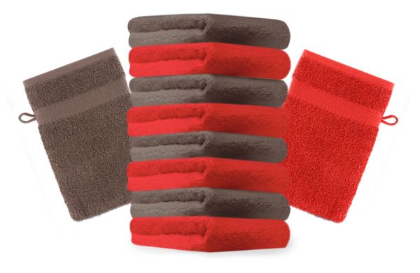 Betz 10 Piece Wash Mitt Set PREMIUM 100% Cotton 10 Wash Mitts Colour: red & hazel