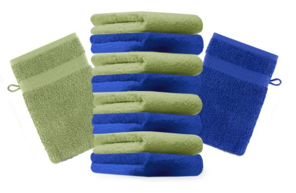 Betz 10 Manoplas de baño PREMIUM 100% algodón 16x21cm en azul y verde manzana