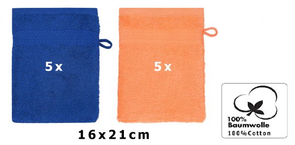 Betz 10 Piece Wash Mitt Set PREMIUM 100% Cotton 10 Wash Mitts Colour: royal blue & orange