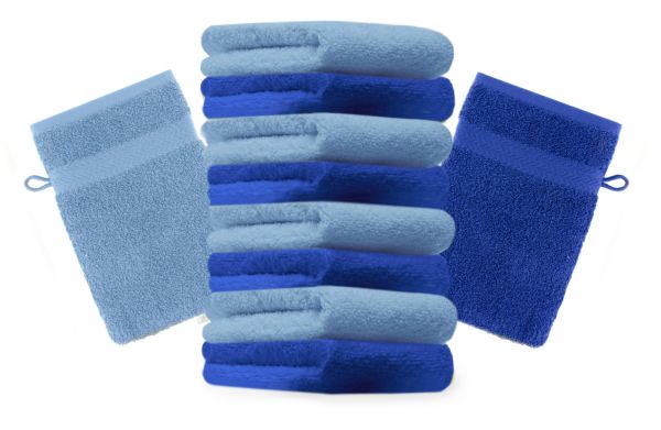 Betz Lot de 10 gants de toilette Premium bleu royal et bleu clair, taille: 16x21 cm