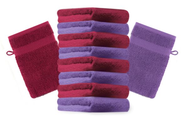 10 Piece Set Wash Mitts Premium Colour: dark red and purple, Size: 16 x 21 cm