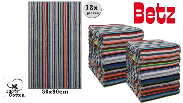 Betz 12 Piece Towel Set Striped Work Towel Kitchen Towel Size 50x90 cm