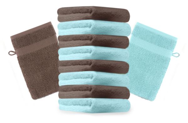 Betz 10 Piece Wash Mitt Set PREMIUM 100% Cotton 10 Wash Mitts Colour: hazel & turquoise