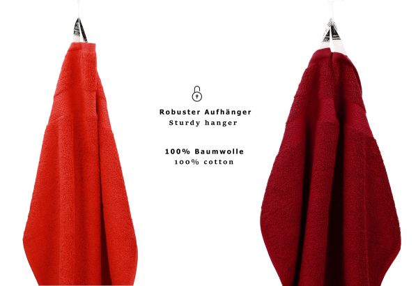 Lot de 10 serviettes Classic, couleur rouge et rouge foncé, 2 lavettes, 2 serviettes d'invité, 4 serviettes de toilette, 2 serviettes de bain de Betz