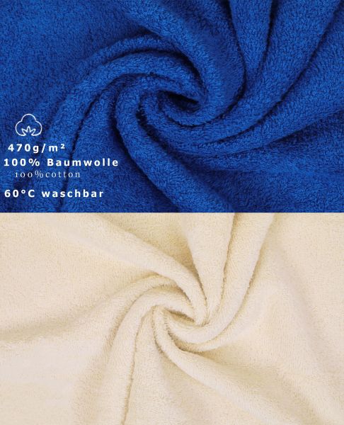 Betz 10-tlg. Handtuch-Set CLASSIC 100% Baumwolle 2 Duschtücher 4 Handtücher 2 Gästetücher 2 Seiftücher Farbe royalblau und beige