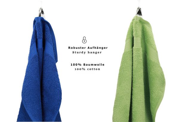 Lot de 10 serviettes Classic, couleur bleu royal et vert pomme, 2 lavettes, 2 serviettes d'invité, 4 serviettes de toilette, 2 serviettes de bain de Betz