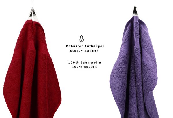 Lot de 10 serviettes Classic, couleur rouge foncé et violet, 2 lavettes, 2 serviettes d'invité, 4 serviettes de toilette, 2 serviettes de bain de Betz