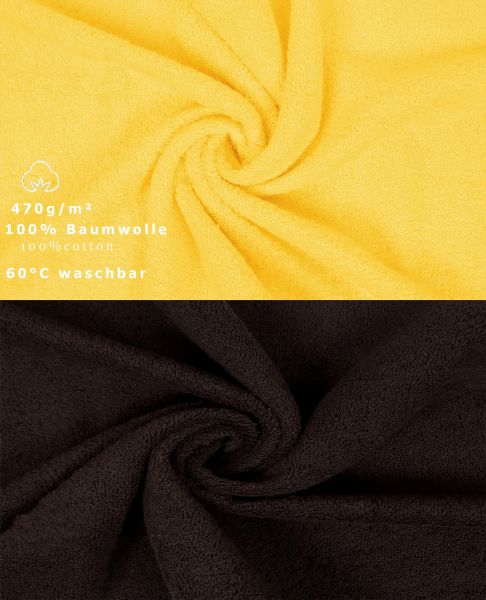 Betz Set di 10 asciugamani Classic-Premium 2 lavette 2 asciugamani per ospiti 4 asciugamani 2 asciugamani da doccia 100 % cotone colore giallo e marrone scuro