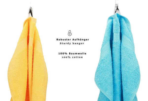 Betz 10-tlg. Handtuch-Set CLASSIC 100% Baumwolle 2 Duschtücher 4 Handtücher 2 Gästetücher 2 Seiftücher Farbe gelb und türkis