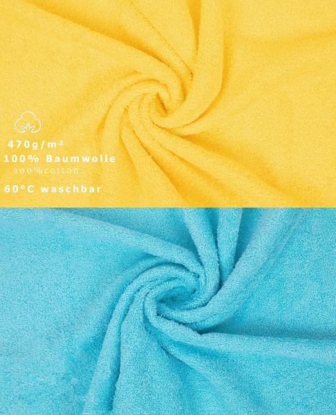 Betz 10 Piece Towel Set CLASSIC 100% Cotton 2 Face Cloths 2 Guest Towels 4 Hand Towels 2 Bath Towels Colour: yellow & turquoise