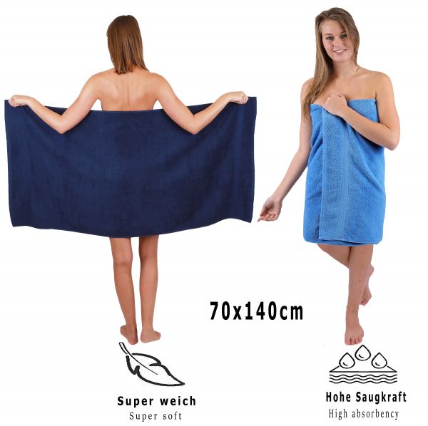 Betz Juego de 10 toallas CLASSIC 100% algodón en azul marino y azul claro