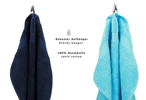 Lot de 10 serviettes Classic, couleur bleu foncé et turquoise, 2 lavettes, 2 serviettes d'invité, 4 serviettes de toilette, 2 serviettes de bain de Betz