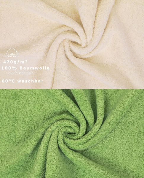 Betz 10 Piece Towel Set CLASSIC 100% Cotton 2 Face Cloths 2 Guest Towels 4 Hand Towels 2 Bath Towels Colour: beige & apple green