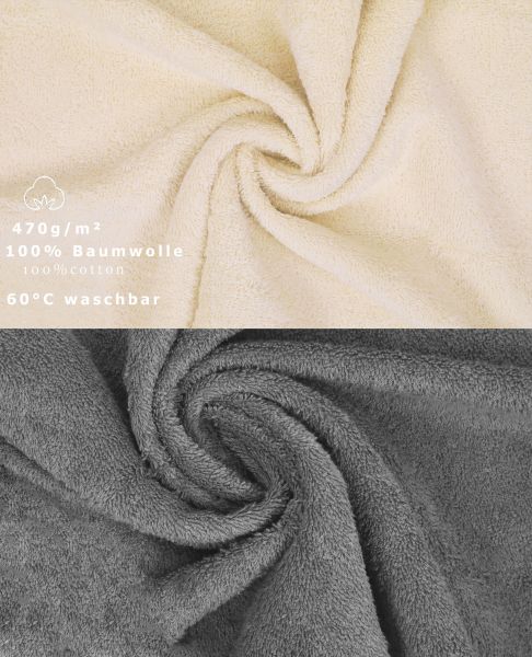 Betz 10 Piece Towel Set CLASSIC 100% Cotton 2 Face Cloths 2 Guest Towels 4 Hand Towels 2 Bath Towels Colour: beige & anthracite