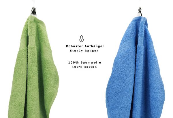 Betz Juego de 10 toallas CLASSIC 100% algodón en verde manzana y azul claro