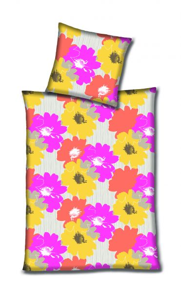 Betz funda de dos piezas diseño de flores 135x200cm almohada 80x80cm de color rojo y amarillo