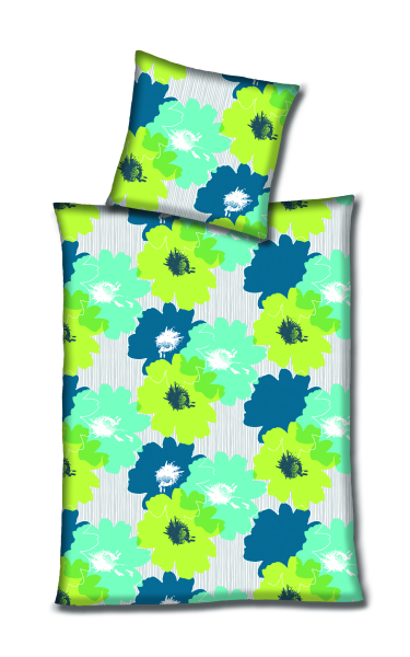 Betz funda de dos piezas diseño de flores 135x200cm almohada 80x80cm de color azúl y verde
