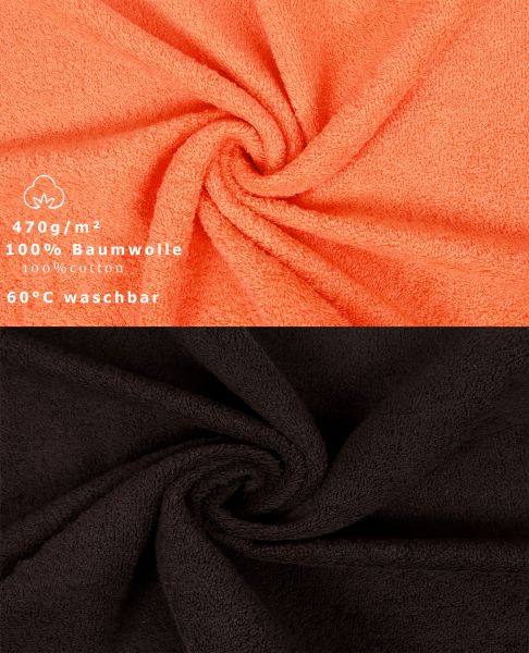 Betz 10-tlg. Handtuch-Set CLASSIC 100% Baumwolle 2 Duschtücher 4 Handtücher 2 Gästetücher 2 Seiftücher Farbe orange und dunkelbraun