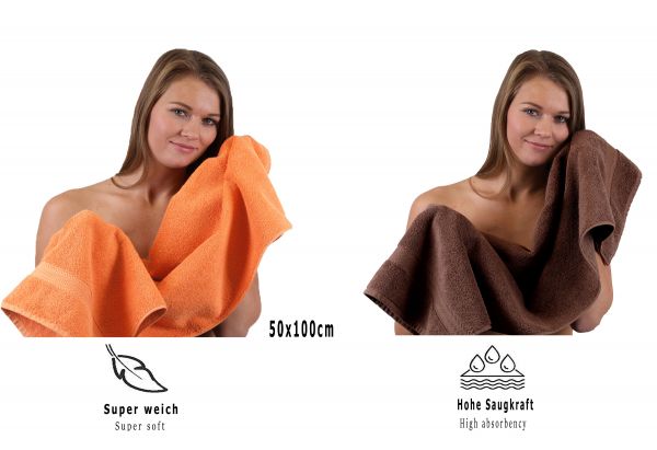 Betz Set di 10 asciugamani Classic-Premium 2 lavette 2 asciugamani per ospiti 4 asciugamani 2 asciugamani da doccia 100 % cotone colore arancione e marrone noce