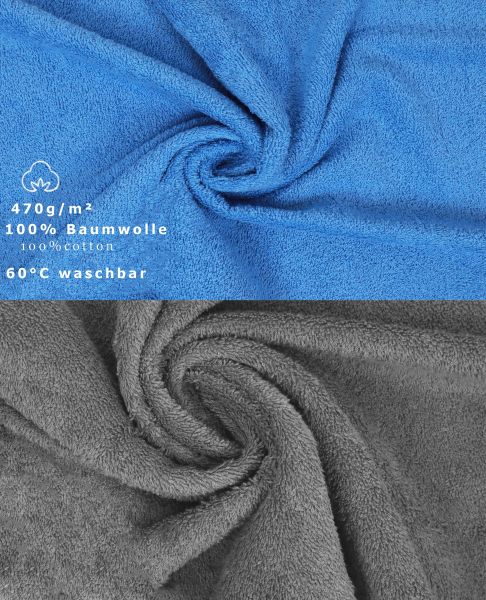Betz Juego de 10 toallas CLASSIC 100% algodón en azul claro y gris antracita