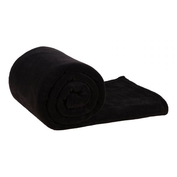 Betz 1 couverture polaire douce taille 140x190 cm ou 1 coussin rempli toucher peluche tailles d'env. 36x36 cm, 25x50 cm, 20x40 cm ROMANIA couleur noir