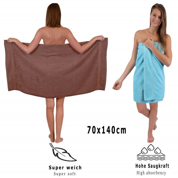 Betz 10 Piece Towel Set CLASSIC 100% Cotton 2 Face Cloths 2 Guest Towels 4 Hand Towels 2 Bath Towels Colour: hazel & turquoise