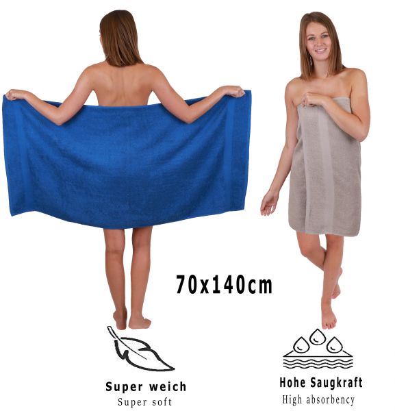 Betz Juego de 12 toallas PALERMO 100% algodón de color azul y gris piedra