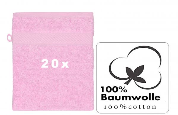 Betz Lot de 20 gants de toilette PALERMO 100% coton taille 16x21 cm couleur rose