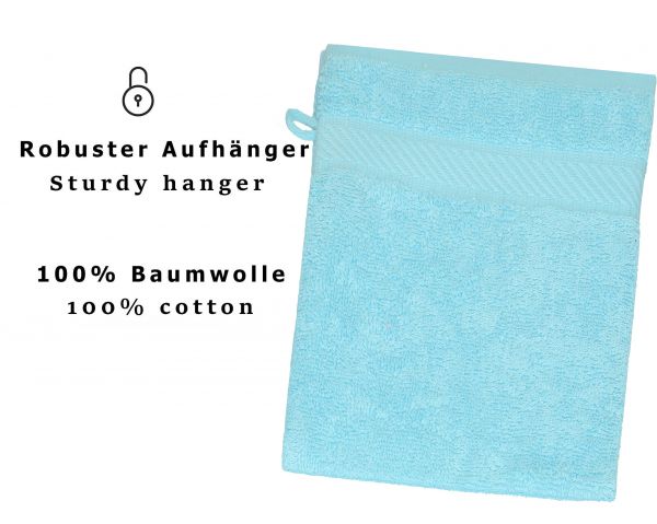 Betz Lot de 20 gants de toilette PALERMO 100% coton taille 16x21 cm couleur turquoise