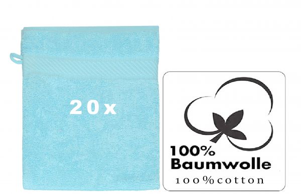 Betz 20 Piece Wash Mitt Set PALERMO 100% Cotton  Size: 16 x 21 cm  colour turquoise