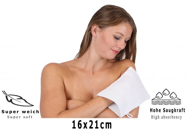 Betz Paquete de 20 manoplas de baño PALERMO 100% algodón tamaño 16x21 cm color blanco