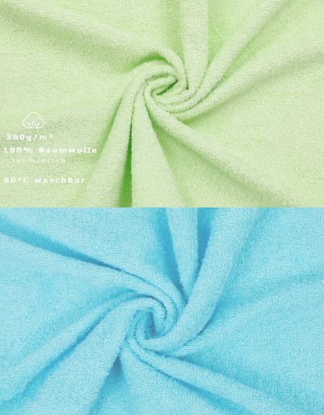 Betz PALERMO Waschhandschuhe 10er - Frottee Waschlappen - aus 100% Baumwolle – 16 cm x 21 cm – Farbe grün und türkis