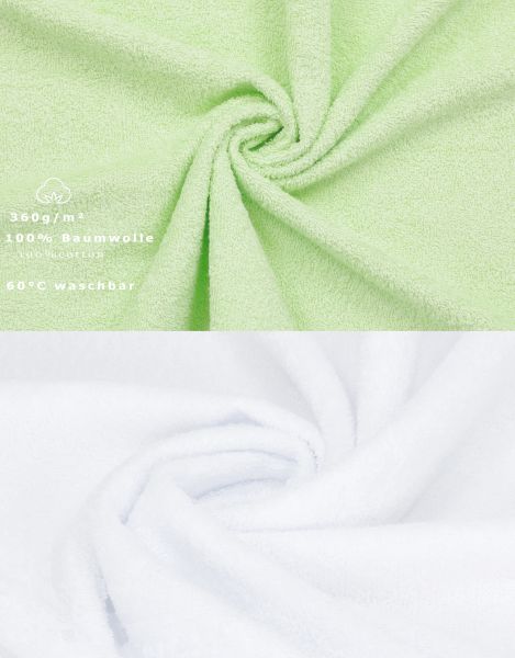 Betz Paquete de 10 manoplas de baño PALERMO 100% algodón tamaño 16x21 cm blanco y verde