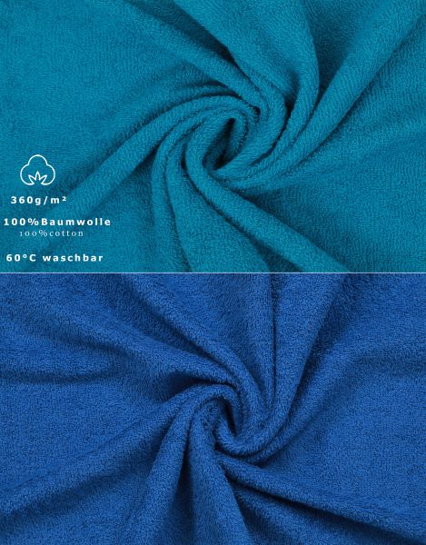 Betz PALERMO Waschhandschuhe 10er - Frottee Waschlappen - aus 100% Baumwolle – 16 cm x 21 cm – Farbe blau-petrol