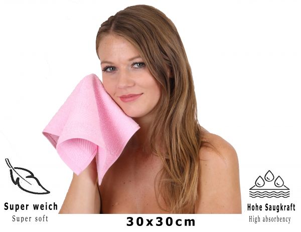 Betz 20 Lavette salvietta asciugamano per il bidet Palermo 100 % cotone misure 30 x 30 cm  colore rosa