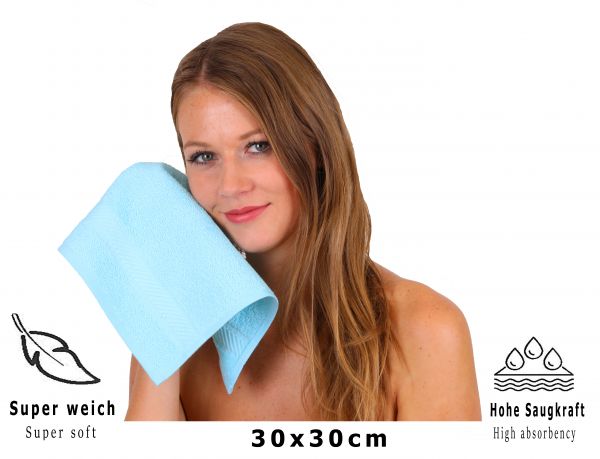 Betz 20 Piece Face Cloth Set PALERMO 100% Cotton  Size: 30 x 30 cm colour turquoise