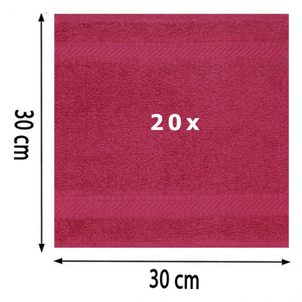 Betz 20 Piece Face Cloth Set PALERMO 100% Cotton  Size: 30 x 30 cm colour cranberry red