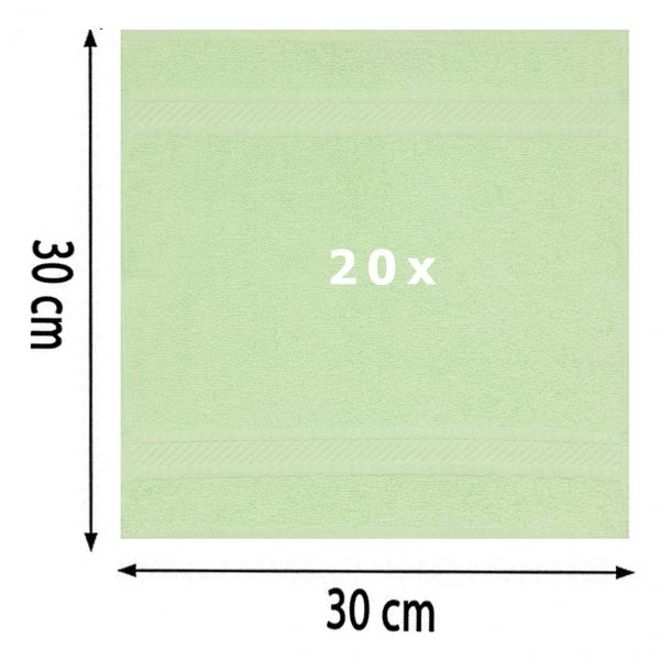 Betz 20 Piece Face Cloth Set PALERMO 100% Cotton  Size: 30 x 30 cm colour green