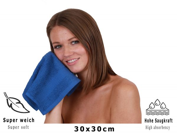 Betz 20 Piece Face Cloth Set PALERMO 100% Cotton  Size: 30 x 30 cm colour blue