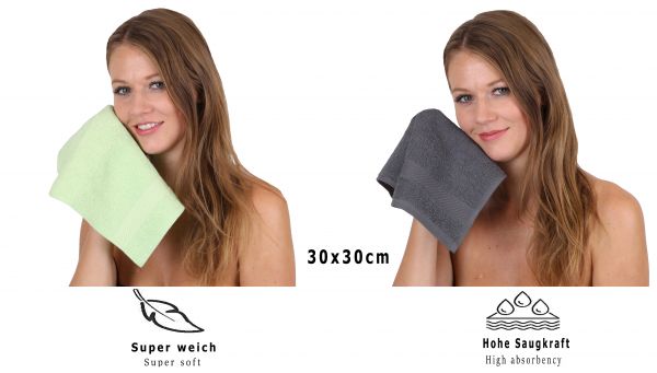 Betz 10 Lavette salvietta asciugamano per il bidet Palermo 100 % cotone misure 30 x 30 cm colore grigio antracite e verde