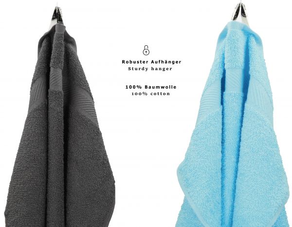 Betz 10 Lavette salvietta asciugamano per il bidet Palermo 100 % cotone misure 30 x 30 cm colore grigio antracite e turchese