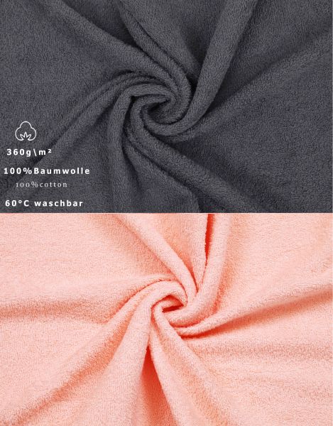 Betz 10 Lavette salvietta asciugamano per il bidet Palermo 100 % cotone misure 30 x 30 cm colore grigio antracite e albicocca